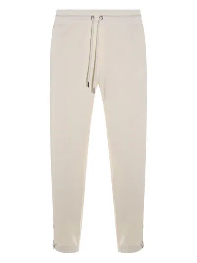 Moncler Mens Ivory Drawstring Two-slip-pockets Wide-leg Relaxed-fit Cotton-blend Trousers In White
