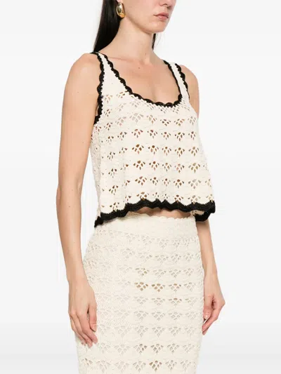 Zimmermann Rhiannon Crochet Tank Cream/black In Neutrals