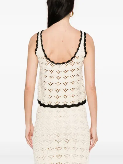 Zimmermann Rhiannon Crochet Tank Cream/black In Neutrals