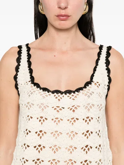 Zimmermann Rhiannon Crochet Tank Cream/black In Neutrals