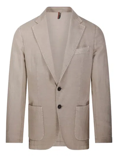Santaniello Classic Tailored Jacket With Notched Lapel In Neutrals