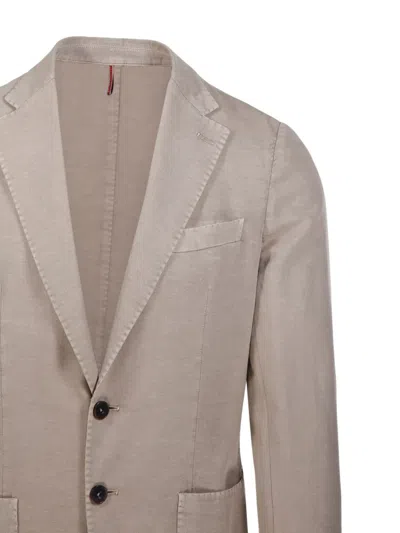 Santaniello Classic Tailored Jacket With Notched Lapel In Neutrals