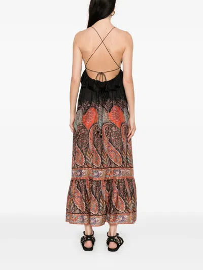 Zimmermann Rhiannon Ruffled Paisley-print Silk Midi Dress In Black Paisley