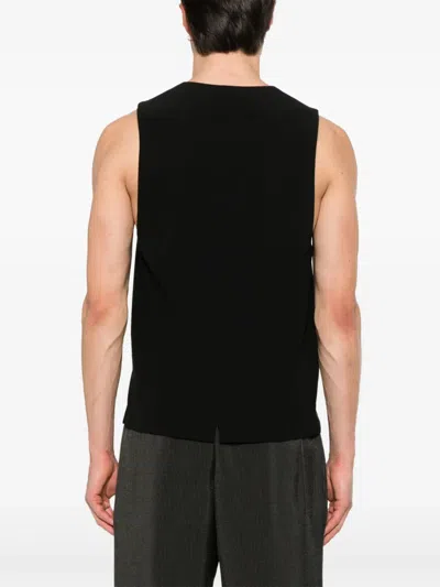 Saint Laurent Silk Crepe Waistcoat In Black
