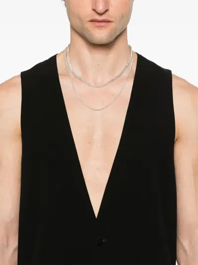 Saint Laurent Silk Crepe Waistcoat In Black
