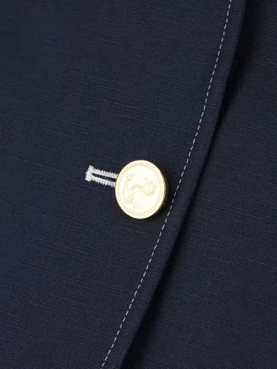Thom Browne Blazer Cotton Blend Notched Lapel In Blue