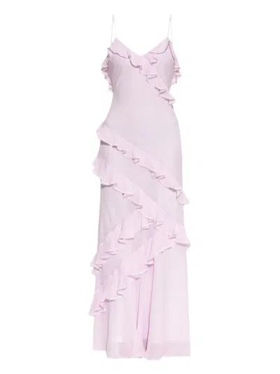 Loveshackfancy Rialto Asymmetric Ruffle Maxi Dress In Pink