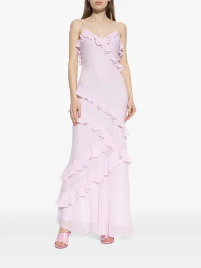 Loveshackfancy Rialto Asymmetric Ruffle Maxi Dress In Pink