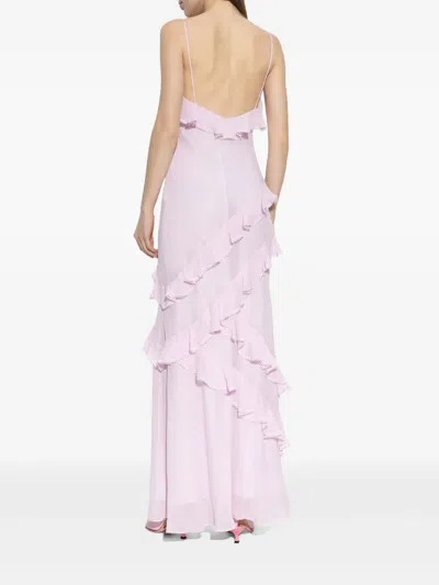 Loveshackfancy Rialto Asymmetric Ruffle Maxi Dress In Pink