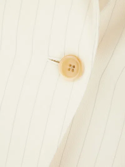 Tom Ford Wool Blend Blazer With Embroidered Back Vent In Neutrals