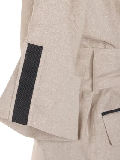 Eleventy Belted Jacket In Neutrals