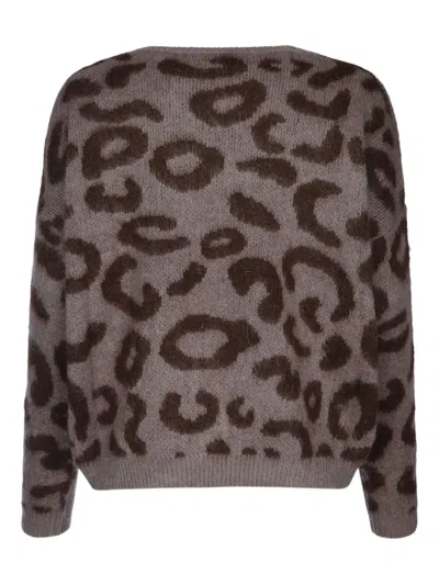 Iblues I Blues Leopard Print Sweater In Brown