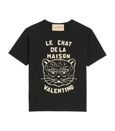 Valentino Chat De La Maison Cotton T-shirt In Black