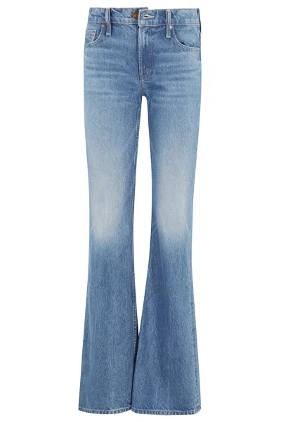 Mother High Waist Fray Hem Flare Leg Jeans In Bye Dine N Dash