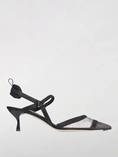 Fendi Lite Slingback Pumps Grosgrain Ribbon In Black