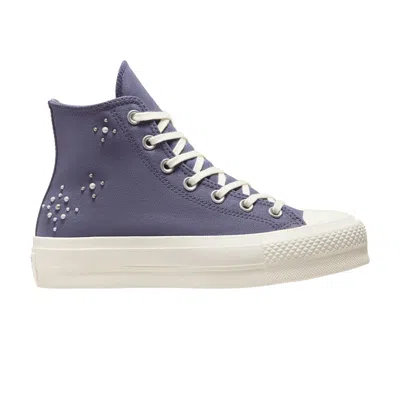 Pre-owned Converse Wmns Chuck Taylor All Star Lift Platform High 'pearls & Studs - Lavender Ash' In Purple