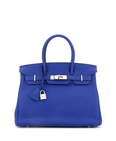 Pre-owned Pre-owned Hermes  Hermes Birkin 30 Handbag Blue Togo With Palladium Hardware In Bleu Electrique