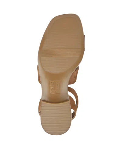 Naturalizer Women's Gana Square Toe Strappy Flat Sandals In Brown Faux Leather