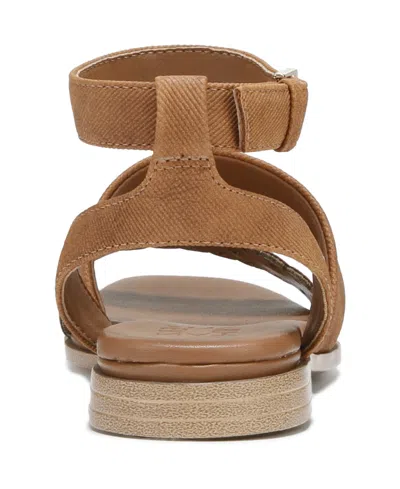 Naturalizer Women's Gana Square Toe Strappy Flat Sandals In Brown Faux Leather