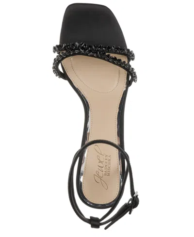 Jewel Badgley Mischka Marley Womens Kitten Heel Strappy Strappy Sandals In Black Satin