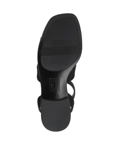 Naturalizer Women's Gana Square Toe Strappy Flat Sandals In Black Faux Leather