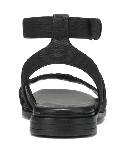 Naturalizer Women's Gana Square Toe Strappy Flat Sandals In Black Faux Leather