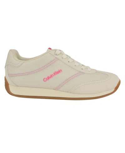 Calvin Klein Women's Avyenna Retro Lace-up Sneakers In White,pink