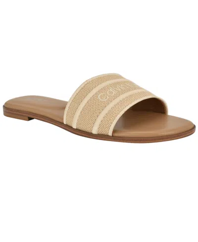 Calvin Klein Women's Kendell Logo Slide Sandals In Natural,cream