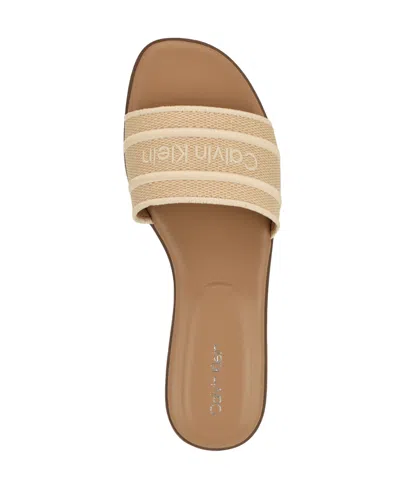 Calvin Klein Women's Kendell Logo Slide Sandals In Natural,cream
