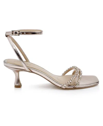 Jewel Badgley Mischka Women's Nayla Kitten Heel Dress Sandals In Rose Gold Metallic