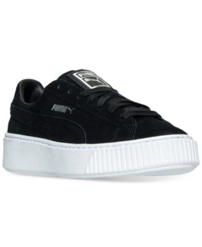 Shop Puma Women's Suede Platform Casual Sneakers From Finish Line In Black/white