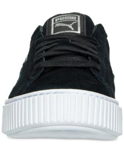 Shop Puma Women's Suede Platform Casual Sneakers From Finish Line In Black/white