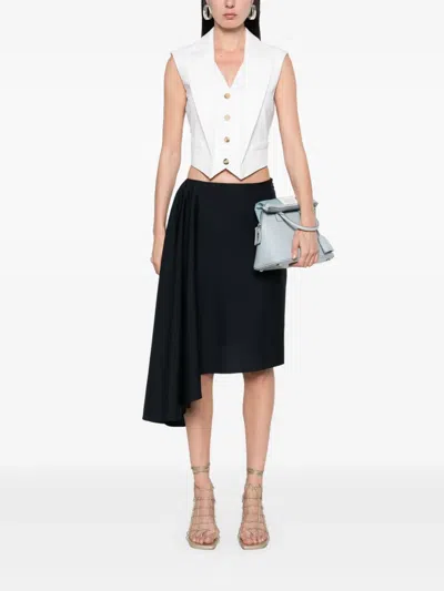Alexander Mcqueen Asymmetric Midi Skirt In Blue