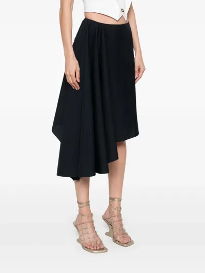 Alexander Mcqueen Asymmetric Midi Skirt In Blue