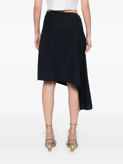 Alexander Mcqueen Asymmetric Midi Skirt In Blue
