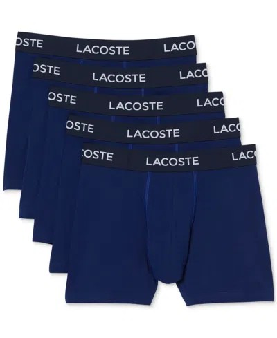 Lacoste Core Essentials Assorted 3-pack Stretch Cotton Boxer Briefs In Blue