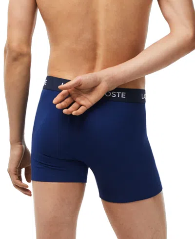 Lacoste Core Essentials Assorted 3-pack Stretch Cotton Boxer Briefs In Blue