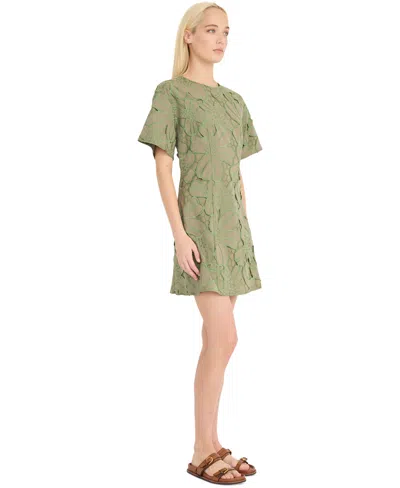 Luxely Embroidered Mini Dress In Tea