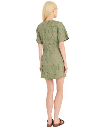 Luxely Embroidered Mini Dress In Tea