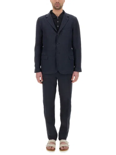 120% Lino Single-breasted Two-button Jacket In Blue