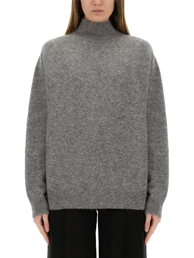 Alysi Relaxed Fit Grey Turtleneck Shirt In Multicolour