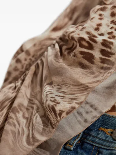 Blumarine Printed Chiffon Blouse In Neutrals