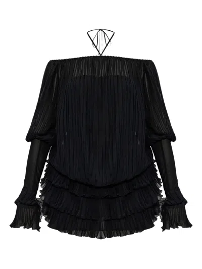 Blumarine Mini Abito In Seta Nera  Donna In Black