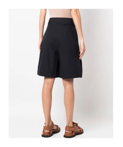 Studio Nicholson Tailored Flared Shorts In Darkest Navy