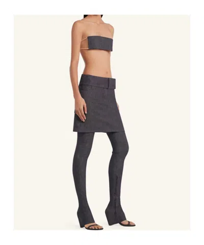Courrèges Miniskirt With Belt In Dark Gray