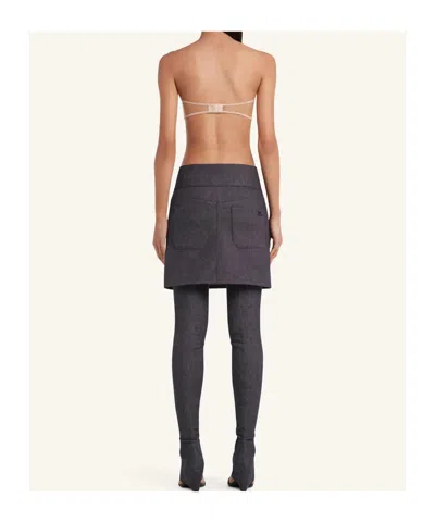 Courrèges Miniskirt With Belt In Dark Gray