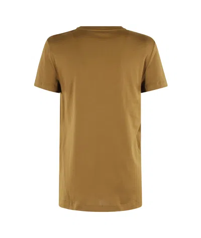 Max Mara Taverna Cotton T Shirt With Frontal Embroidery In Brown