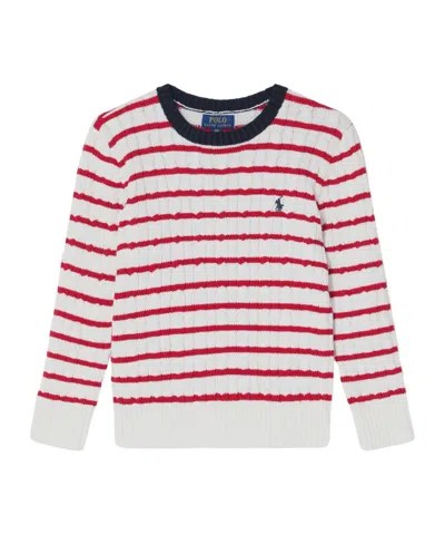 Polo Ralph Lauren White/red Striped Cable-knit Jumper In White