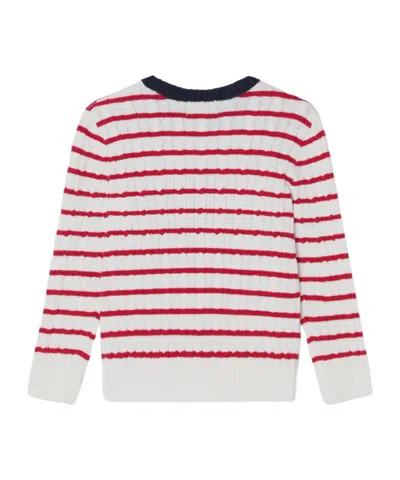 Polo Ralph Lauren White/red Striped Cable-knit Jumper In White