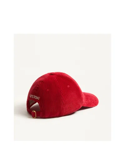 Valentino Garavani Corduroy Curved Brim Baseball Hat In Red